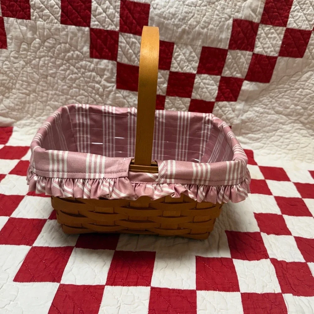 Longaberger Handwoven Basket Pink Striped Liner Plastic‎ Protector Dresden Ohio